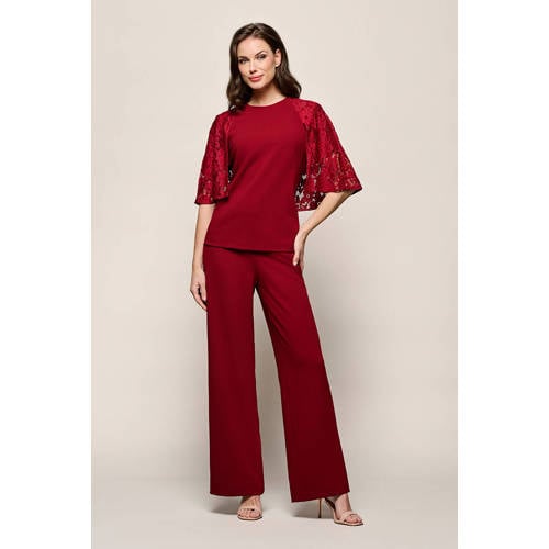 Mart Visser wide leg high waist pantalon donkerrood afbeelding