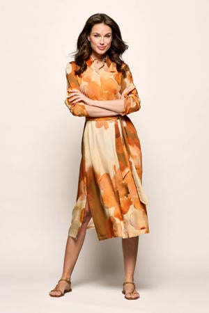 gebloemde blousejurk oranje