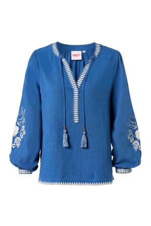 blouse met borduursels - blauw