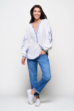 blouse met borduursels - wit