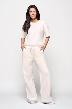 wide leg high waist casual broek ecru
