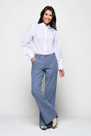 Charlotte straight leg jeans met krijtstreep blauw