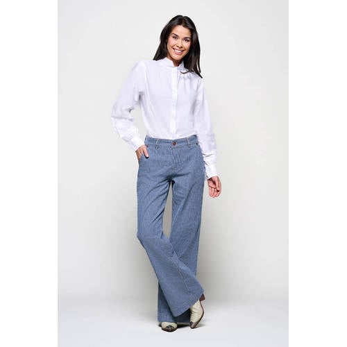 Mart Visser X Caroline Tensen Charlotte straight leg jeans met krijtstreep blauw afbeelding
