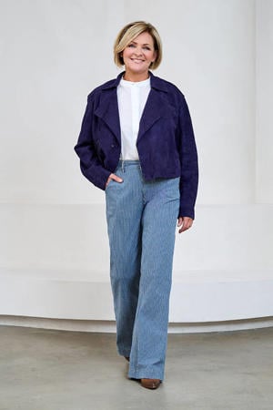 suede jasje donkerblauw