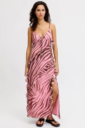 maxi jurk met zebraprint roze
