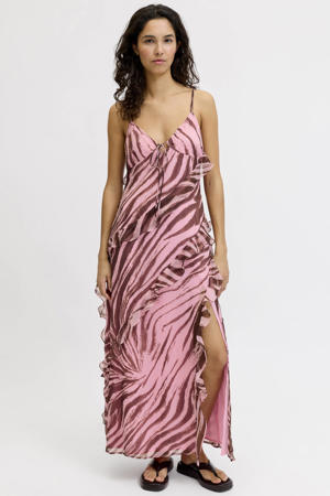 maxi jurk met zebraprint roze