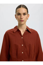 thumbnail: Selected blouse met linnen donkerrood