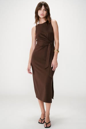 midi jurk bruin