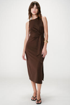 midi jurk bruin