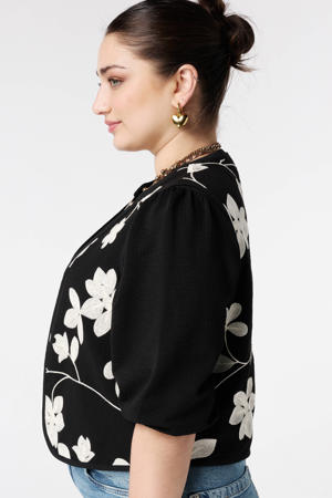 gebloemde gilet zwart