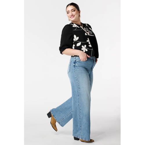 MS Mode gebloemde gilet zwart afbeelding
