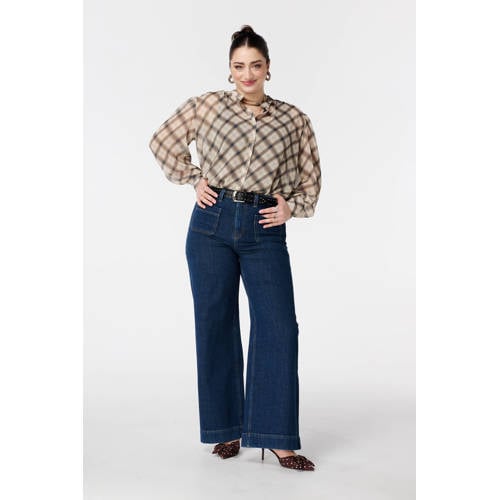 MS Mode geruit blouse bruin afbeelding