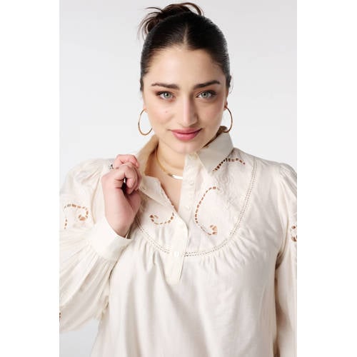 MS Mode blouse ecru broderie afbeelding
