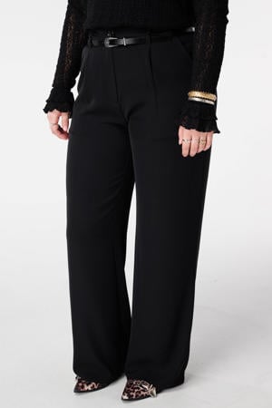 wide leg high waist pantalon zwart