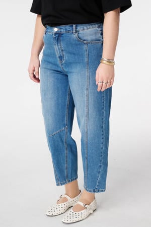 high waist loose fit jeans medium blue denim