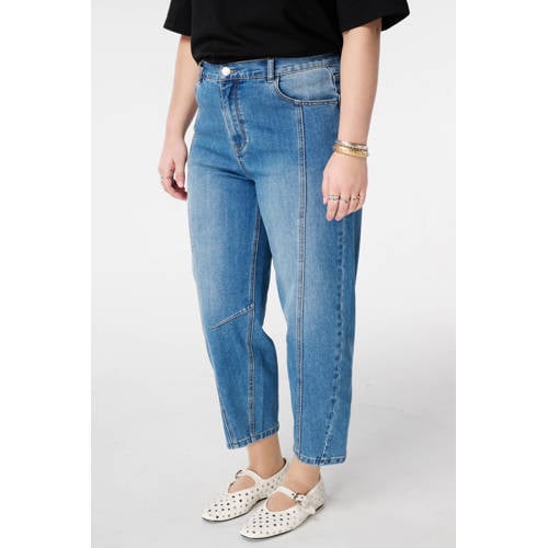 MS Mode high waist loose fit jeans medium blue denim afbeelding