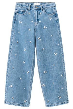 wide leg jeans medium blue denim