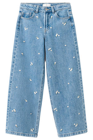 wide leg jeans medium blue denim
