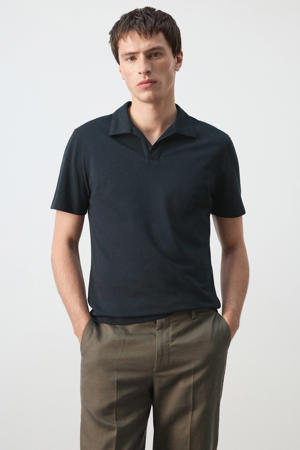slim polo donkerblauw