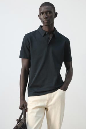slim polo donkerblauw