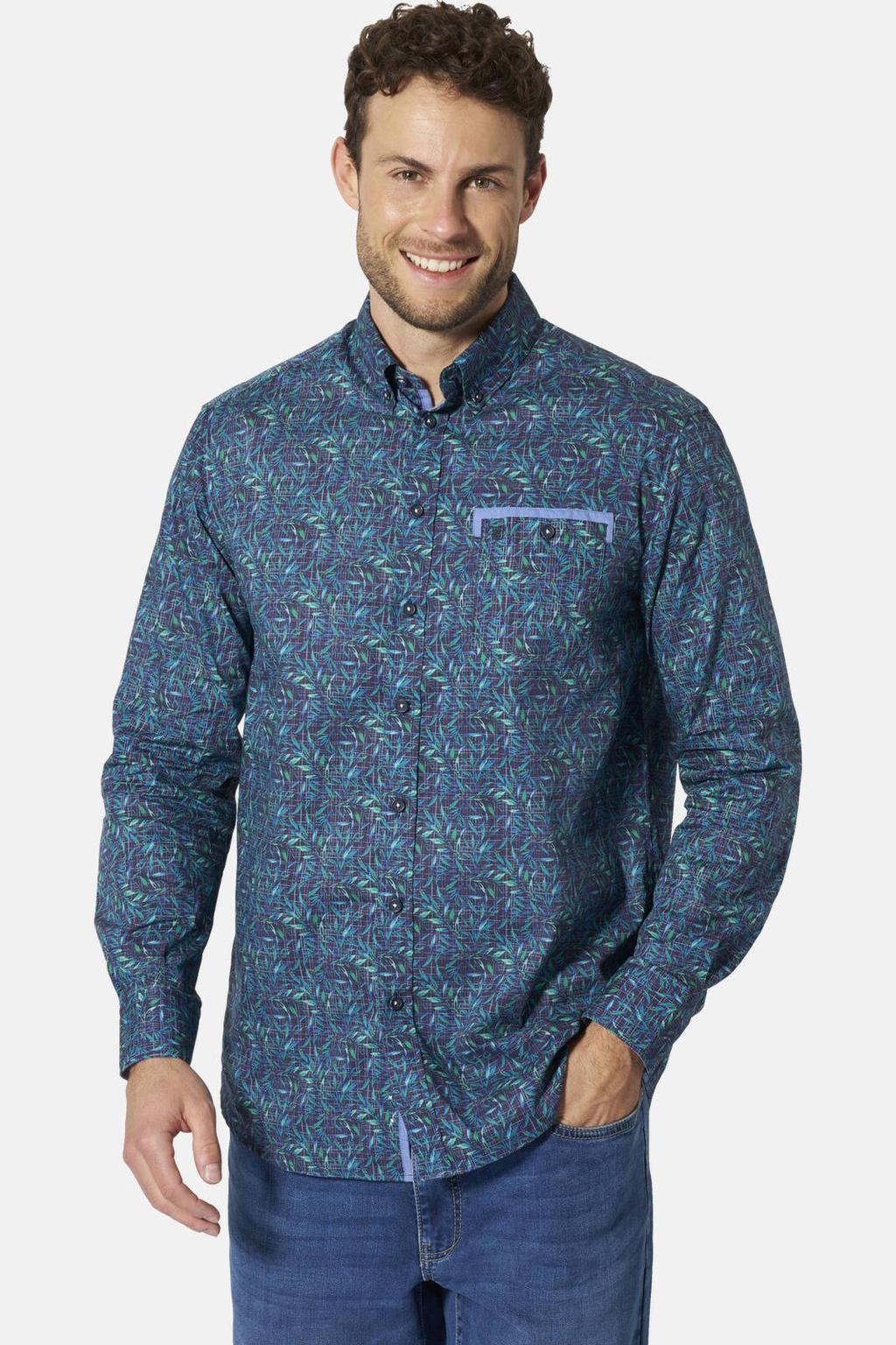 Babista regular fit overhemd Plus Size met print - donkerblauw