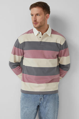 relaxed gestreepte polo roze