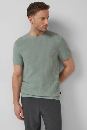 regular T-shirt gebreid groen