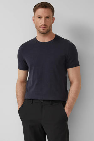 regular T-shirt fijn gebreid donkerblauw