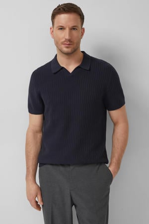 regular polo gebreid donkerblauw
