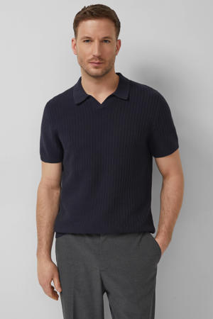 regular polo gebreid donkerblauw