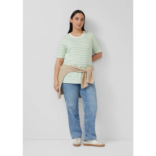 s.Oliver Curve gestreepte T-shirt lichtgroen afbeelding