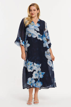 gebloemde zomerjurk blauw