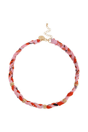 gevlochten ketting Lola oranje/roze