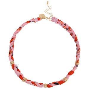 gevlochten ketting Lola oranje/roze