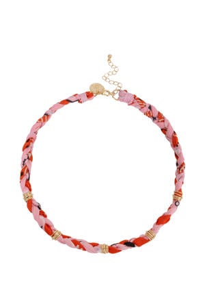 gevlochten ketting Lola oranje/roze