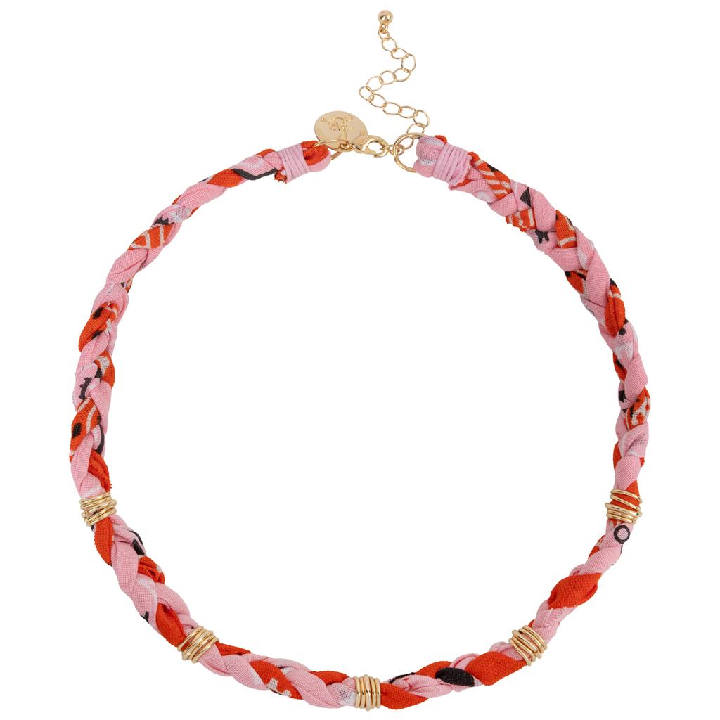 Life of Bulu gevlochten ketting Lola oranje/roze