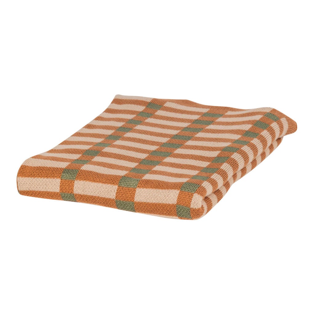 WOOOD WOOOD Vola Kleed - Katoen - Groen/Oranje - 1x170x130
