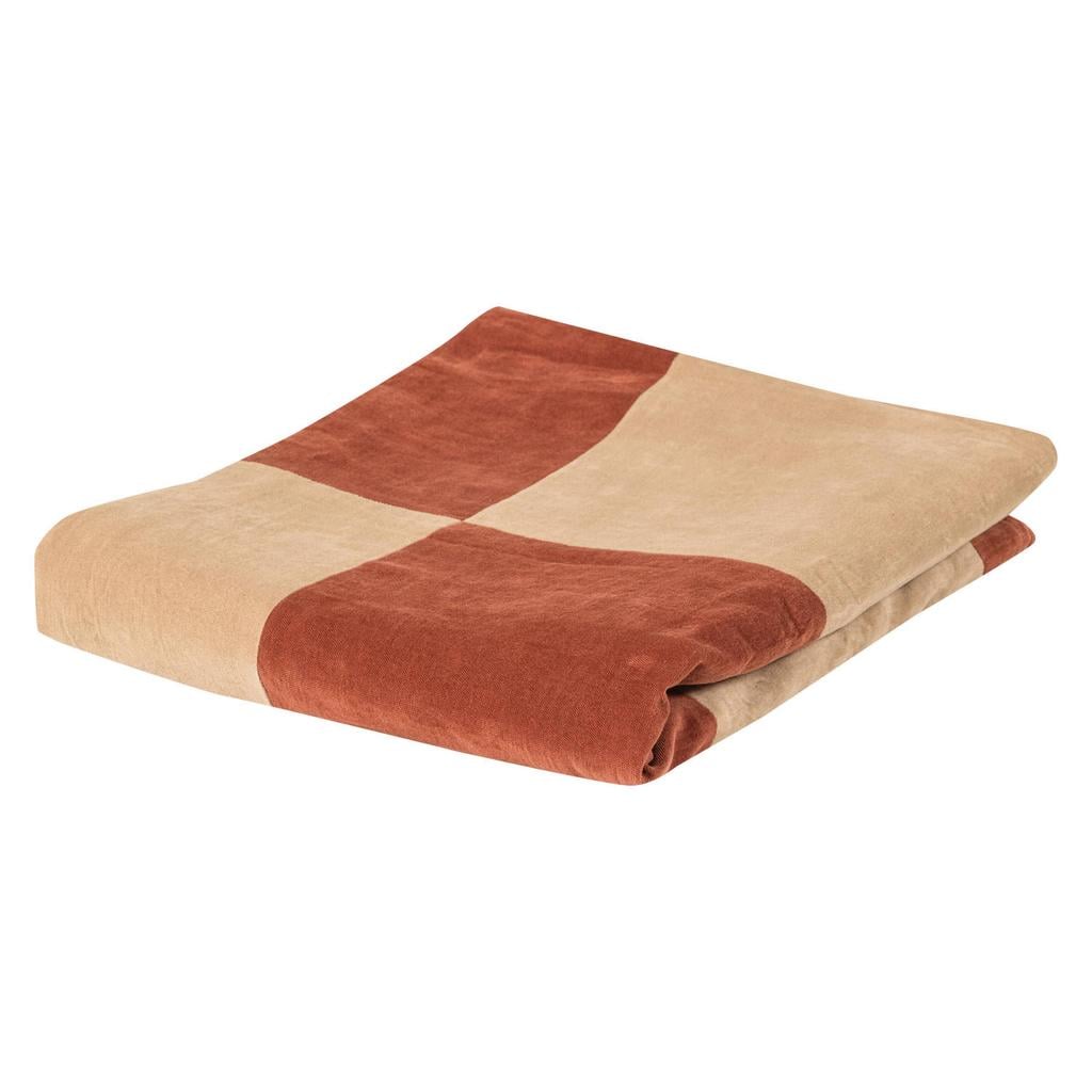 WOOOD WOOOD Zena Kleed - Velvet - Roestbruin/Beige - 1x170x130