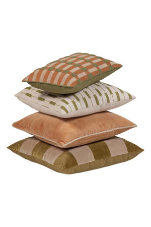 Vola kussens groen/oranje (set van 4) (50x50x10 cm)