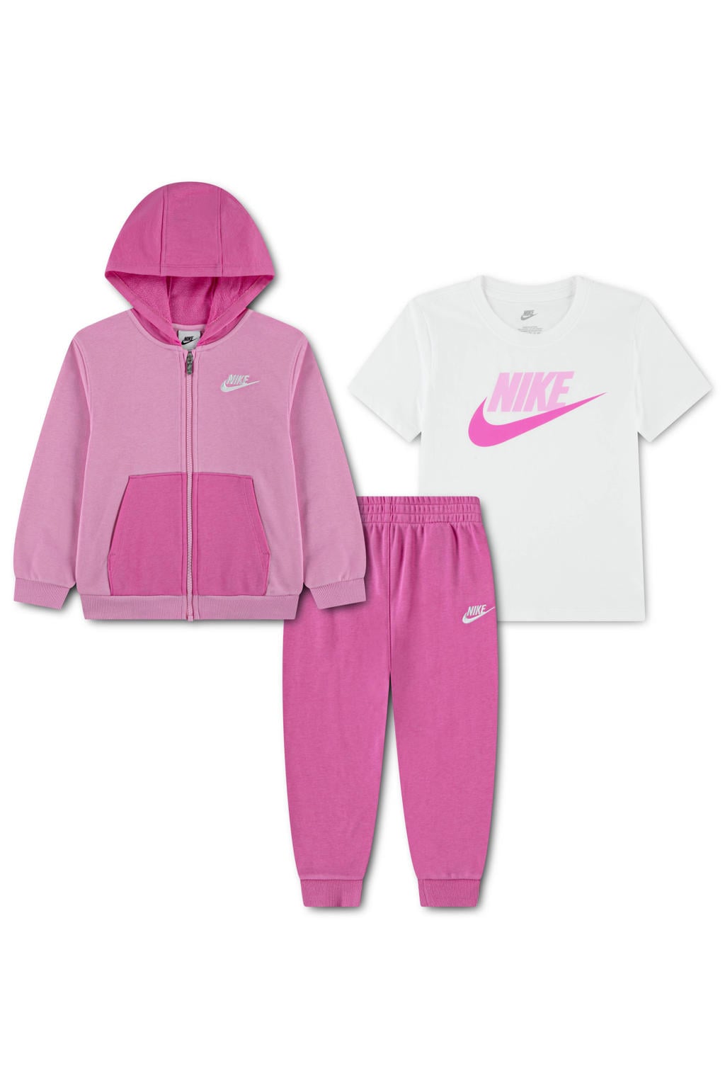 Nike joggingpak + T-shirt - roze/wit