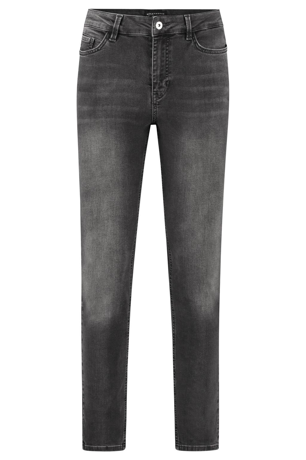 dames Expresso skinny jeans van denim met regular waist, rits- en knoopsluiting en effen