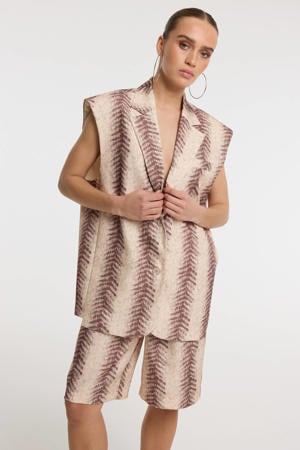 gilet met dierenprint bruin