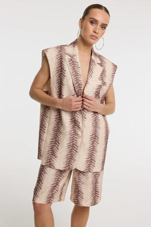 gilet met dierenprint bruin