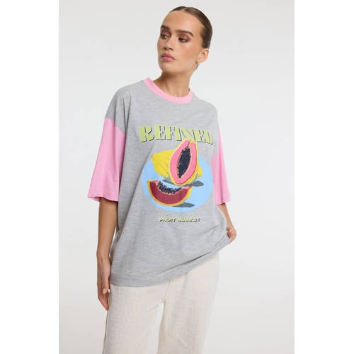 Refined Department T-shirt grijs melange afbeelding