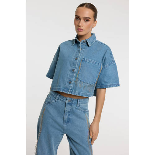Refined Department blouse medium blue denim afbeelding