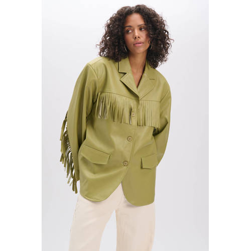 Refined Department imitatieleren regular blazer lichtgroen afbeelding