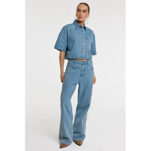 Refined Department regular waist regular fit jeans medium blue denim afbeelding
