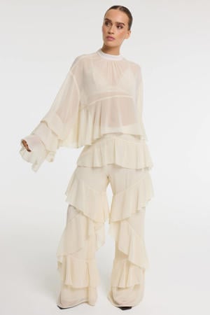 regular waist flared broek ecru