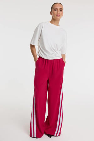 wide leg regular waist pantalon rood