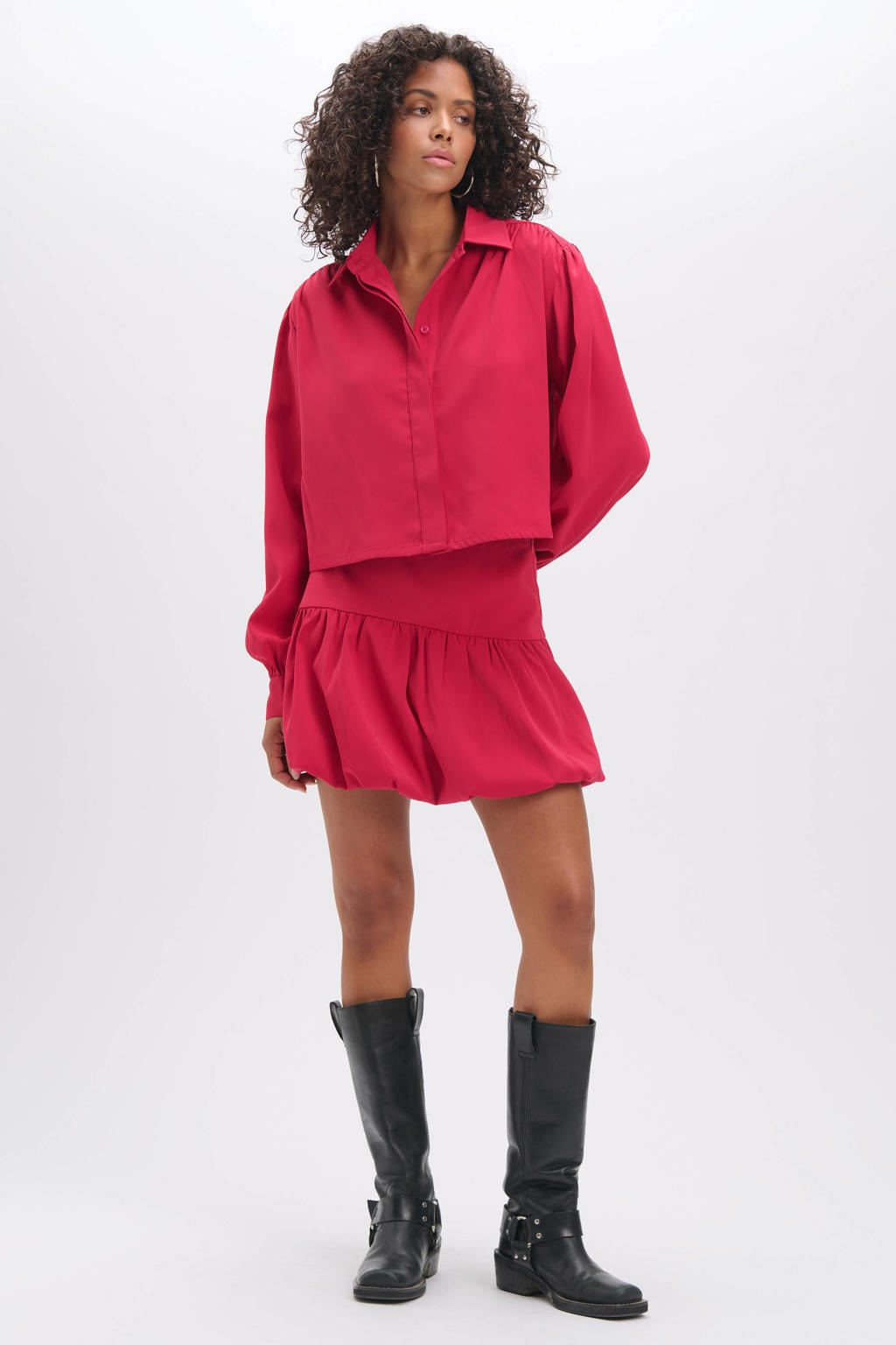 Rode dames Refined Department rok gemaakt van polyester en met rits- en haaksluiting